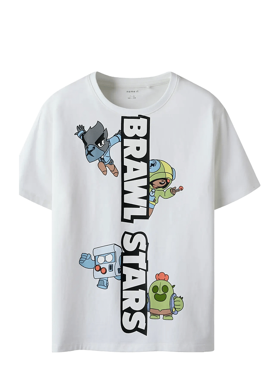 name it - NKMJOK BRWLST SS NREG TOP BOX NOOS BFU - kortærmede t-shirts - bright white - 0