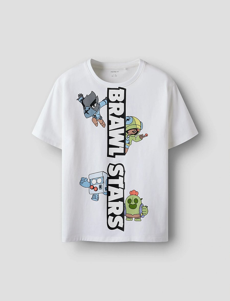 name it - NKMJOK BRWLST SS NREG TOP BOX NOOS BFU - kortærmede t-shirts - bright white - 2