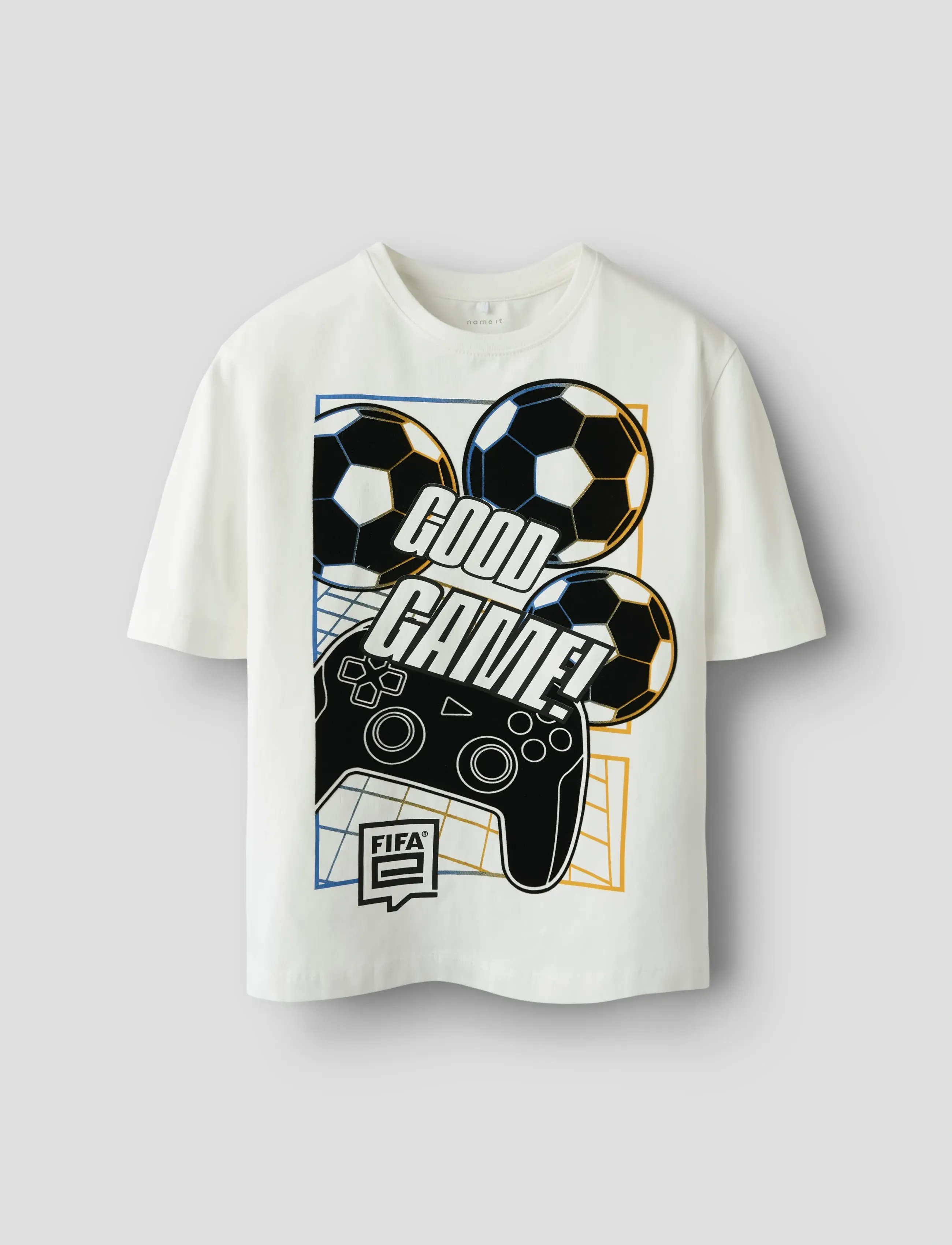 name it NKMOCOLA FIFAE SS NREG TOP BOX VDE - Toppe og t-shirts - CLOUD DANCER / white