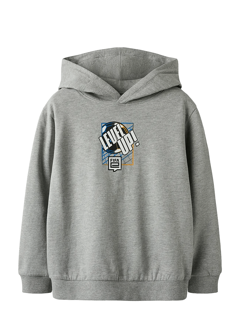name it - NKMONILES FIFAE NREG SWEAT WH BRU VDE - kapuzenpullover - grey melange - 0