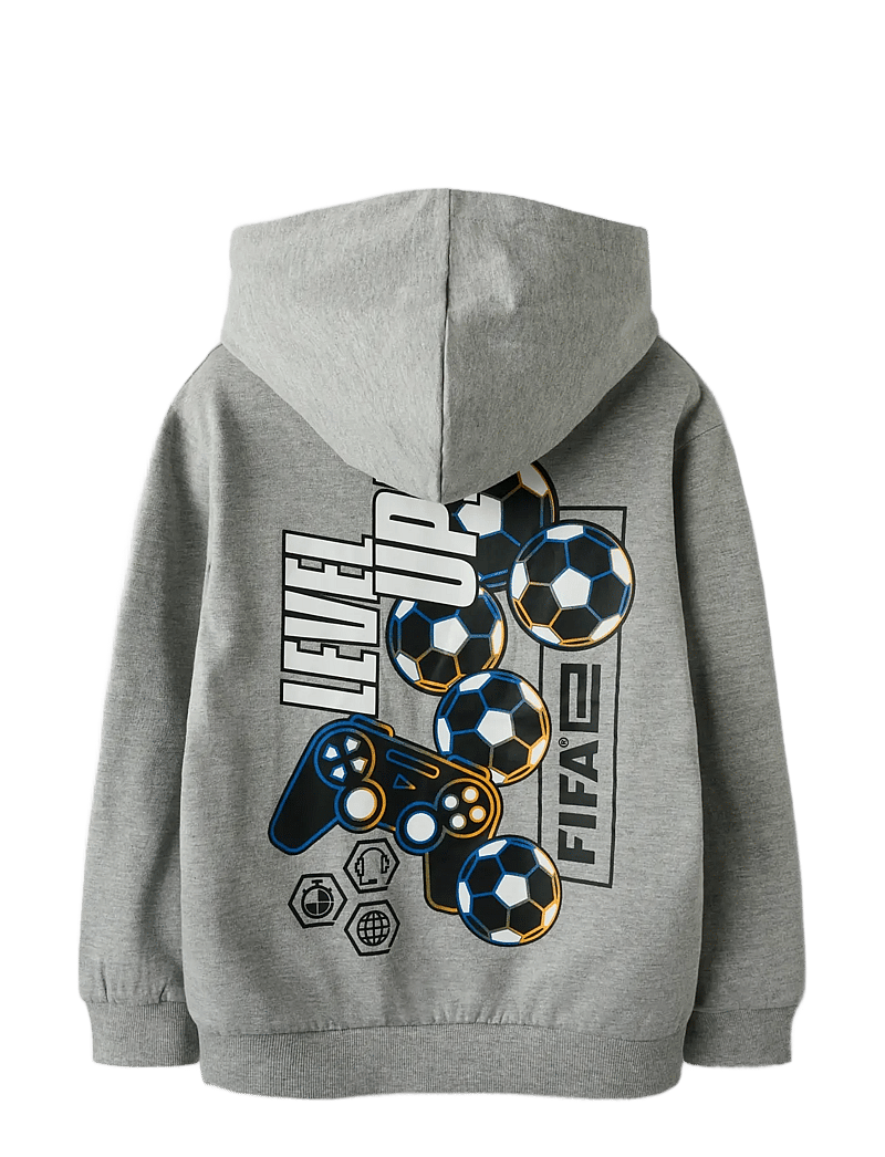 name it - NKMONILES FIFAE NREG SWEAT WH BRU VDE - kapuzenpullover - grey melange - 1