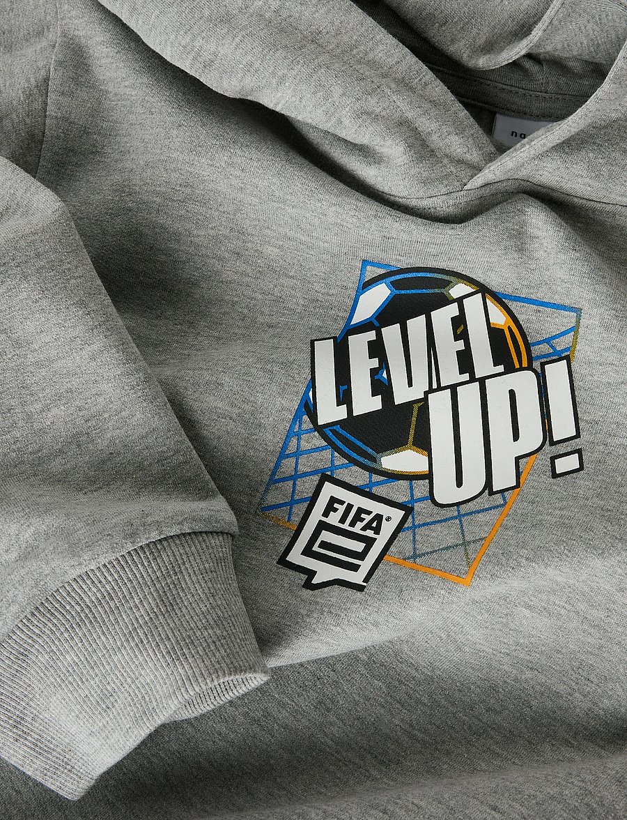 name it - NKMONILES FIFAE NREG SWEAT WH BRU VDE - kapuzenpullover - grey melange - 4
