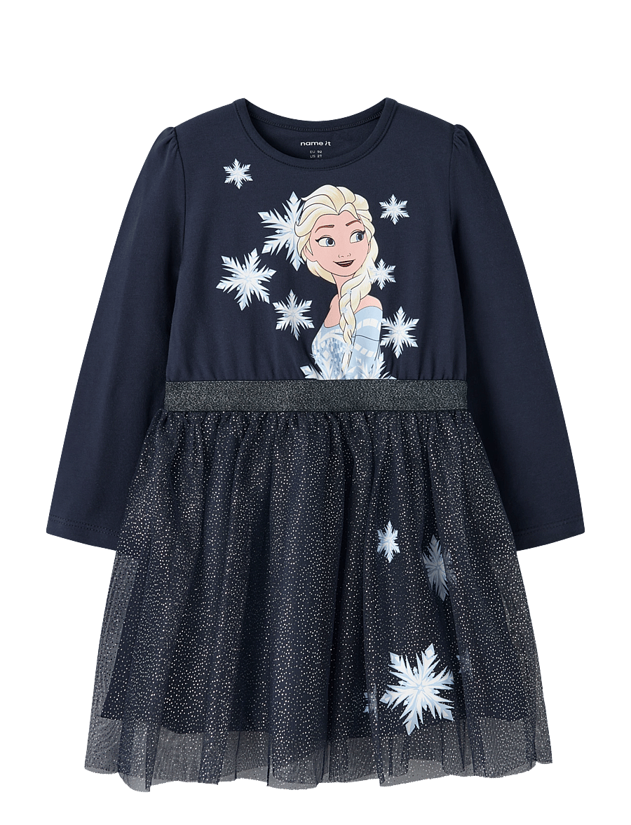 name it - NMFOSIMI FROZEN LS TULLE DRESS NOOS WDI - pikkade varrukatega vabaajakleidid - navy blazer - 0