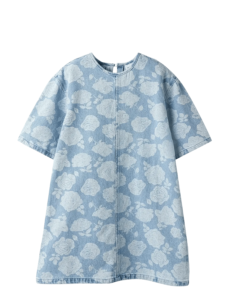 name it - NKFSILLA DNM SS DRESS 2121-ZA H - kurzärmelige freizeitkleider - light blue denim - 1