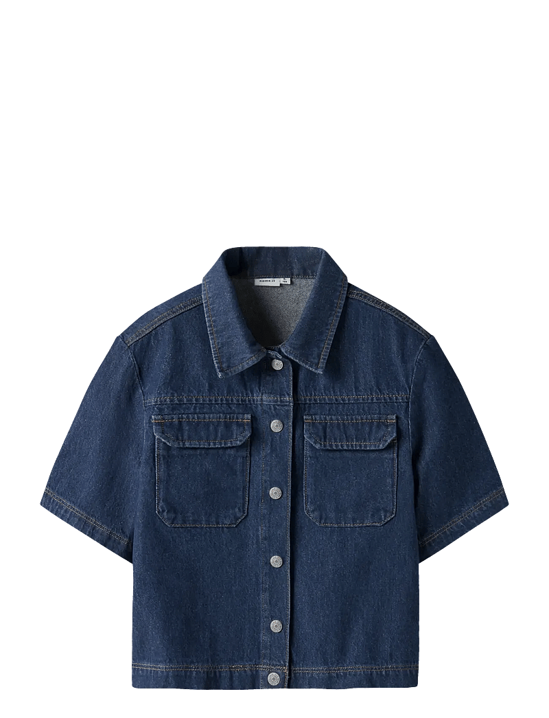 name it - NKFLEA OVERSIZE 2/4 DNM SHIRT 2105-RM B - kortærmede skjorter - dark blue denim - 1