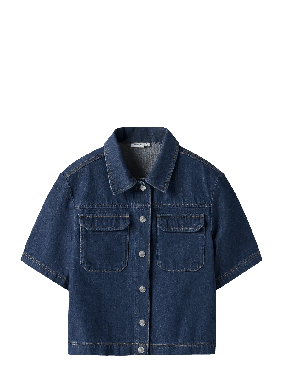name it - NKFLEA OVERSIZE 2/4 DNM SHIRT 2105-RM B - kurzärmlige hemden - dark blue denim - 1
