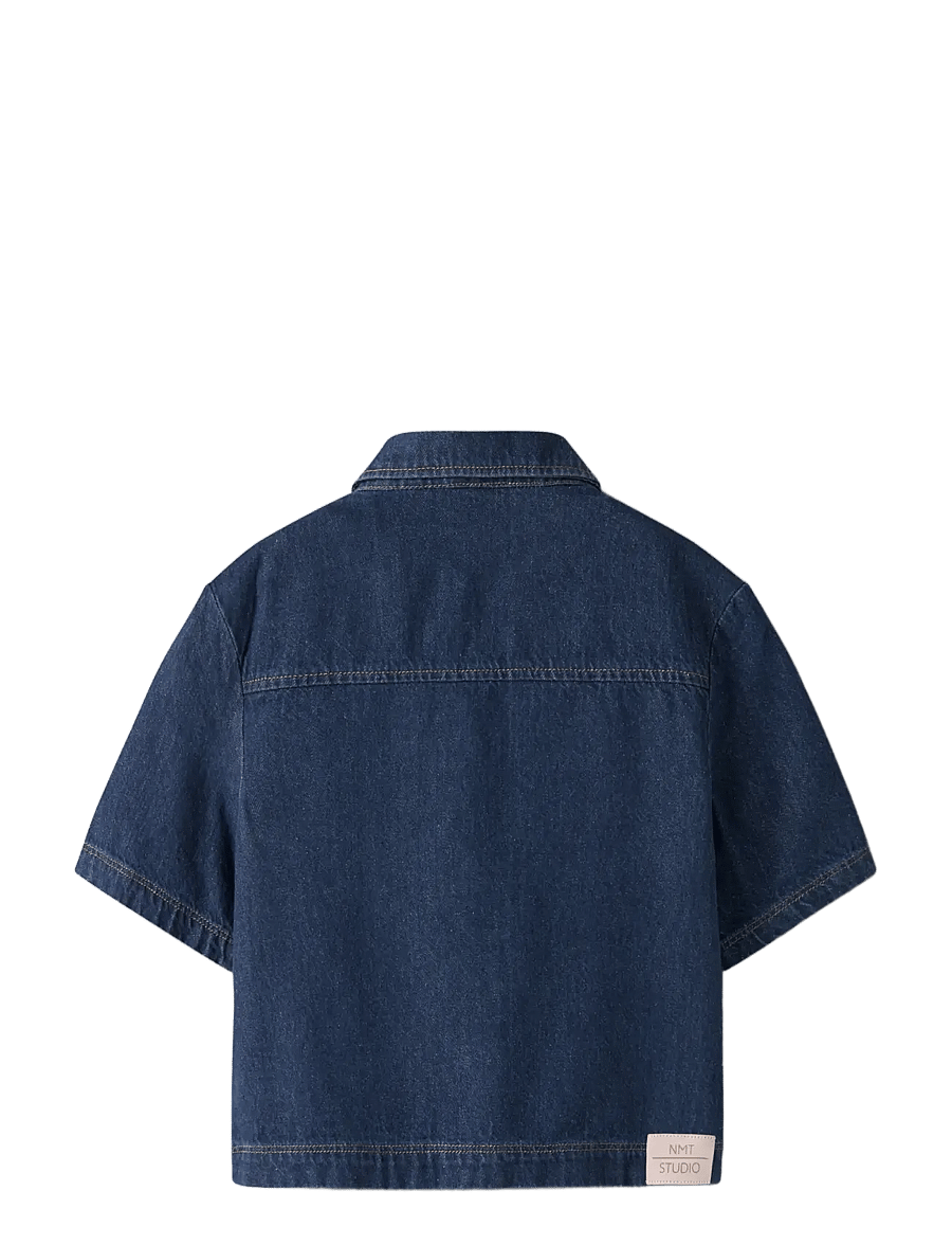 name it - NKFLEA OVERSIZE 2/4 DNM SHIRT 2105-RM B - lühikeste varrukatega särgid - dark blue denim - 2