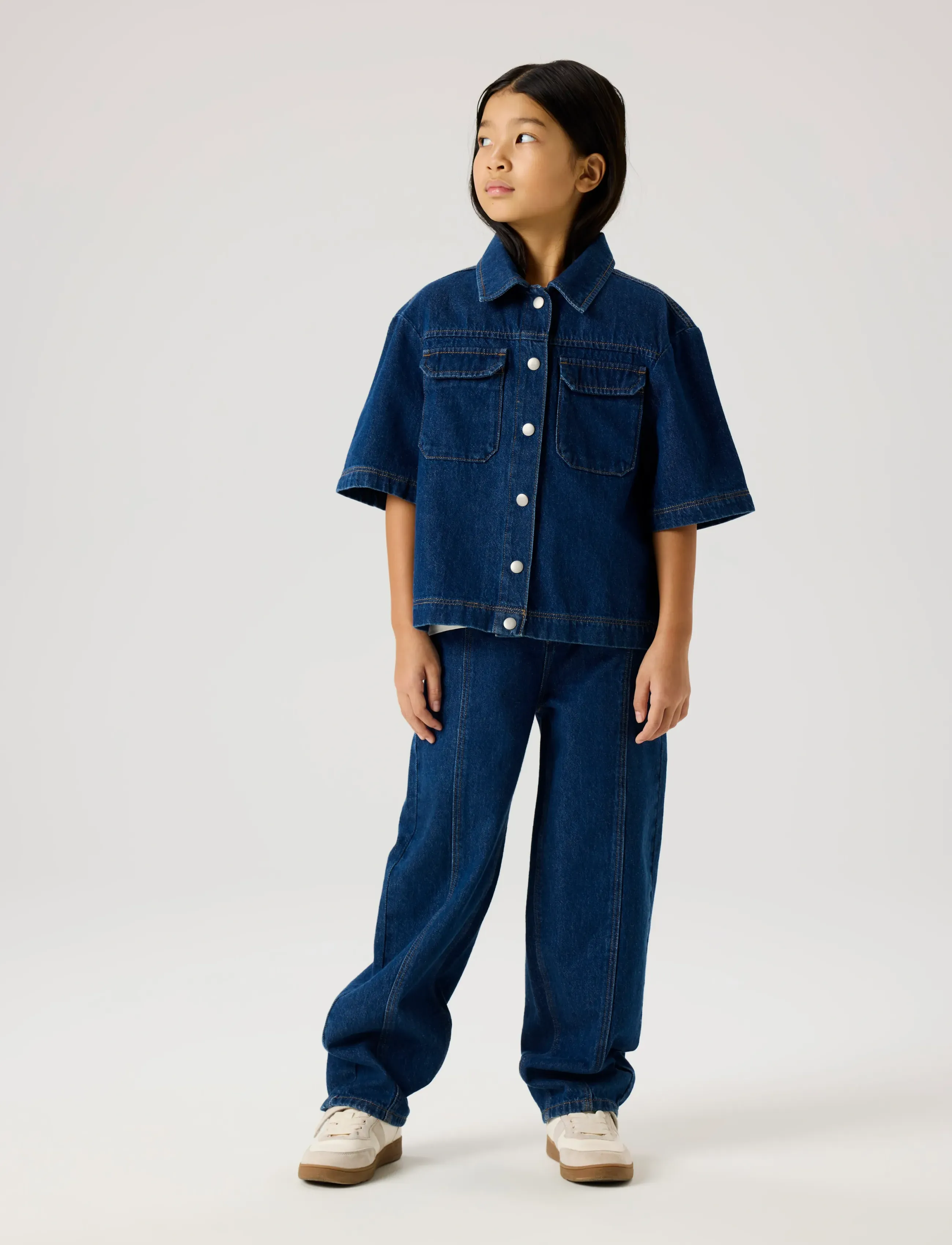name it - NKFLEA OVERSIZE 2/4 DNM SHIRT 2105-RM B - kurzärmlige hemden - dark blue denim - 3