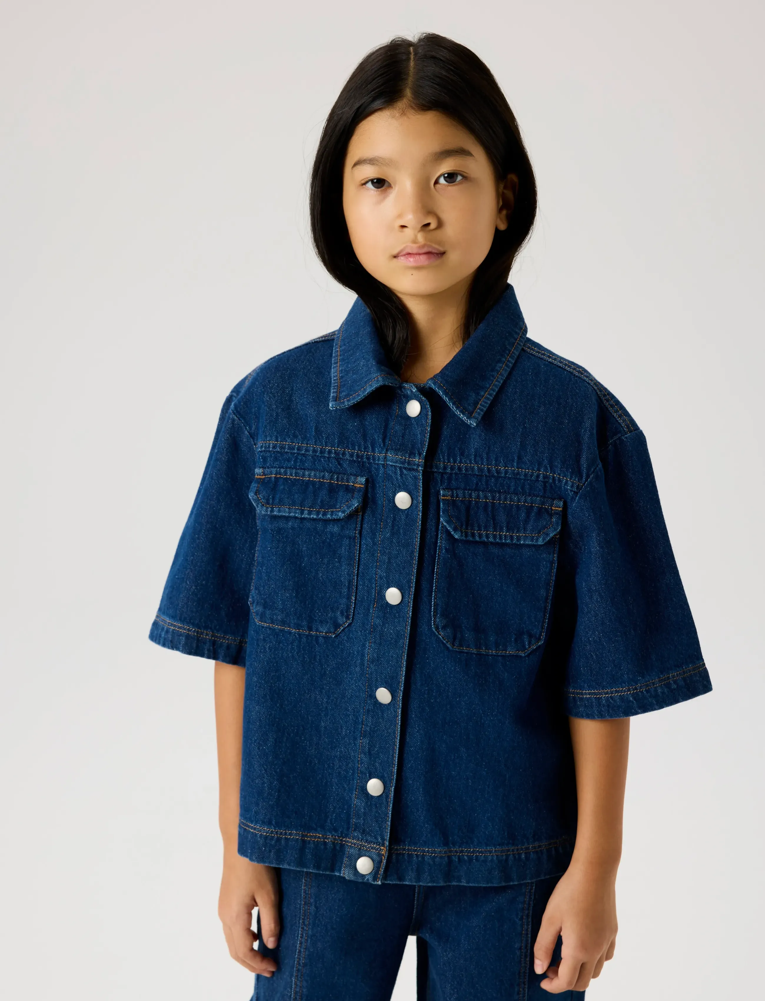 name it - NKFLEA OVERSIZE 2/4 DNM SHIRT 2105-RM B - kurzärmlige hemden - dark blue denim - 4