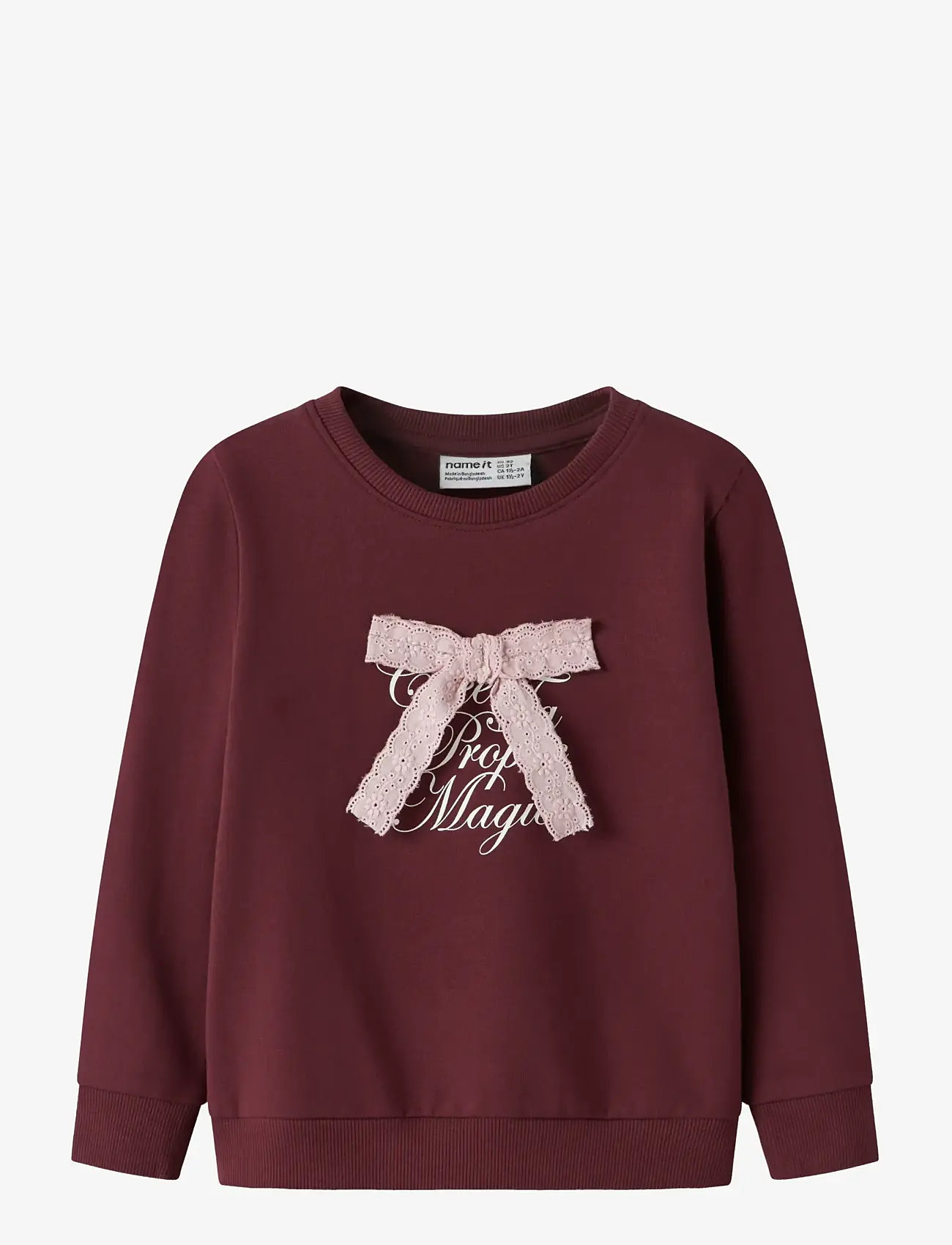 name it - NMFSETINA LS SWEAT BRU - sweatshirts - burgundy - 0
