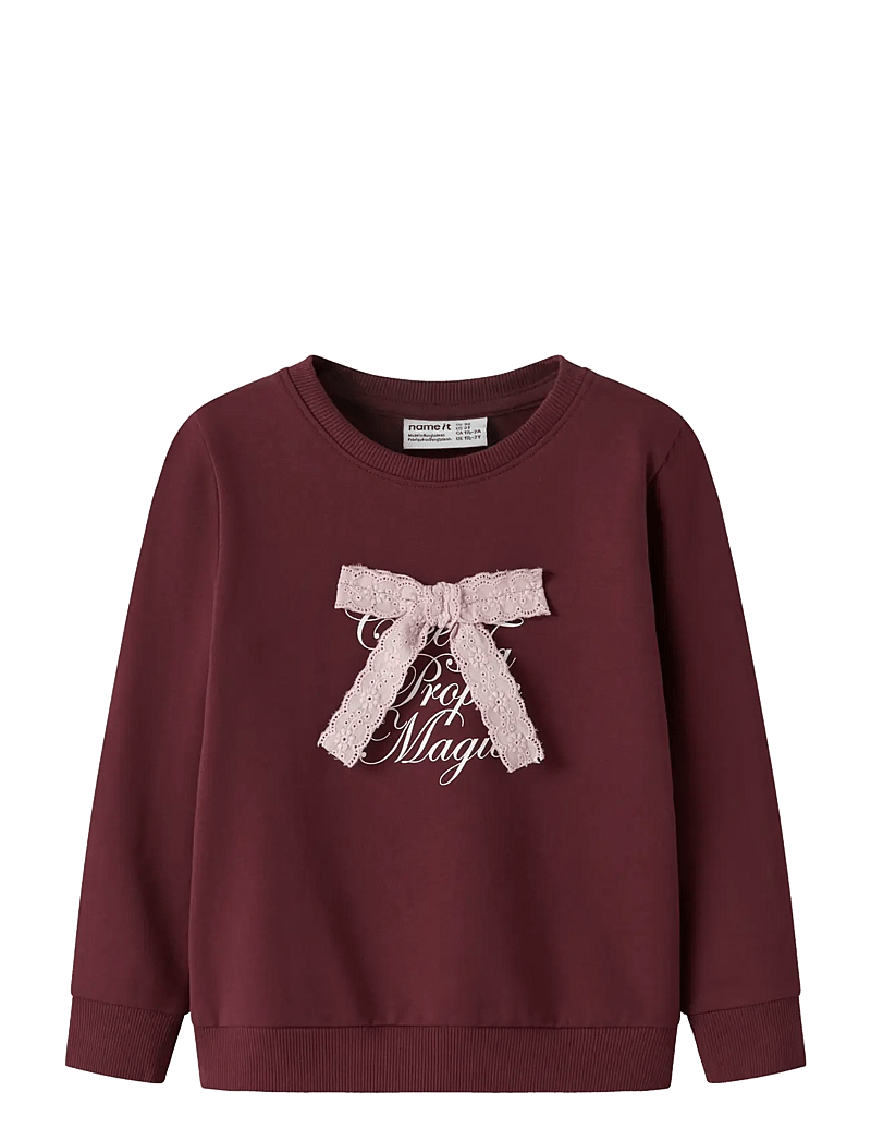 name it - NMFSETINA LS SWEAT BRU - sweatshirts - burgundy - 0