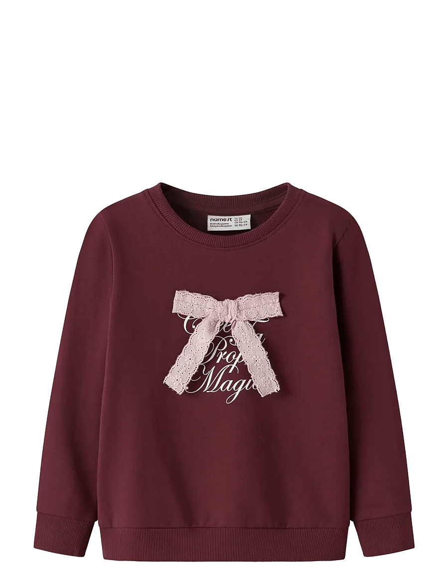 name it - NMFSETINA LS SWEAT BRU - sweatshirts - burgundy - 1