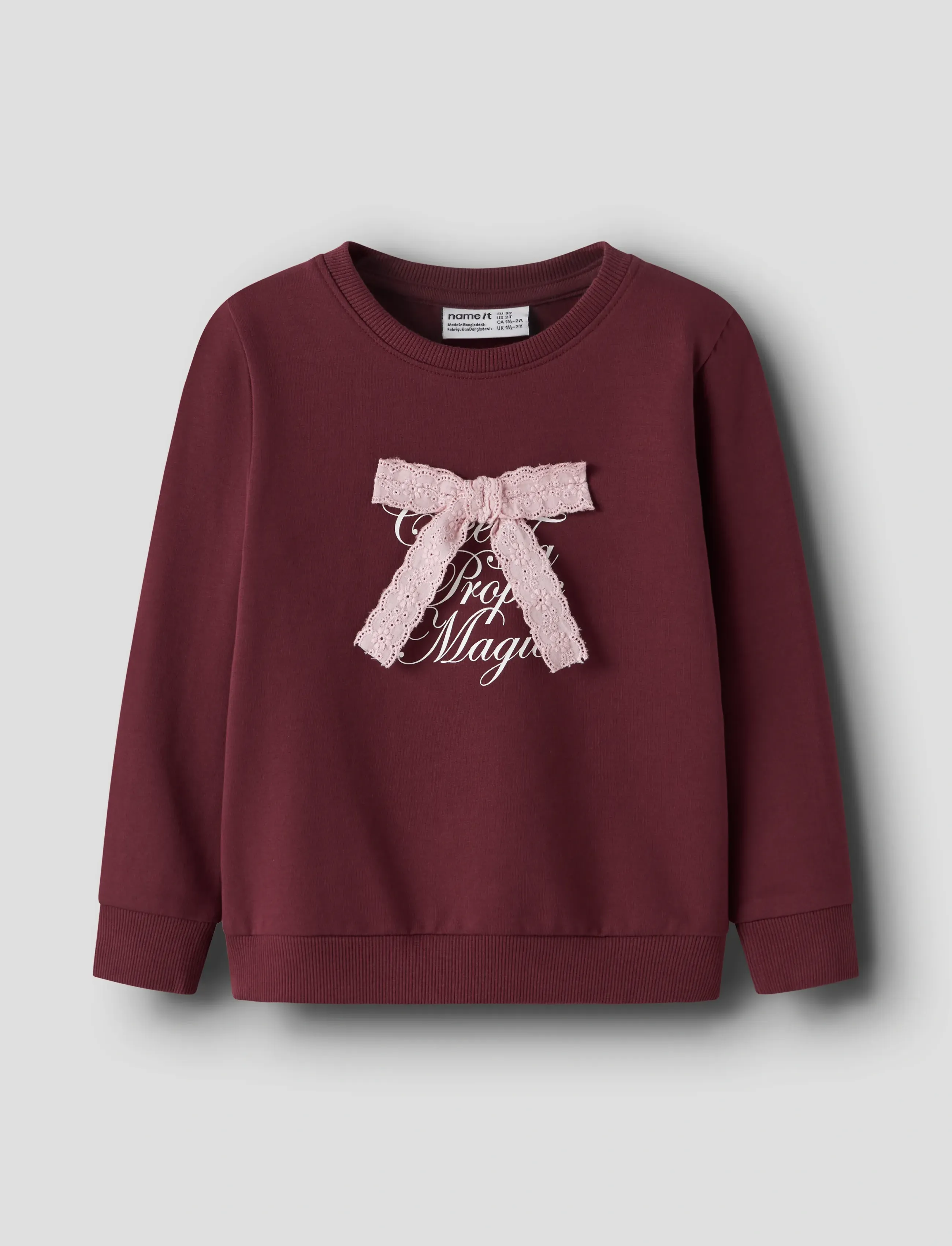 name it Nmfsetina Ls Sweat Bru, 86, Sweatshirts & Hoodies, Burgunderrot - Sweatshirts, Kinder