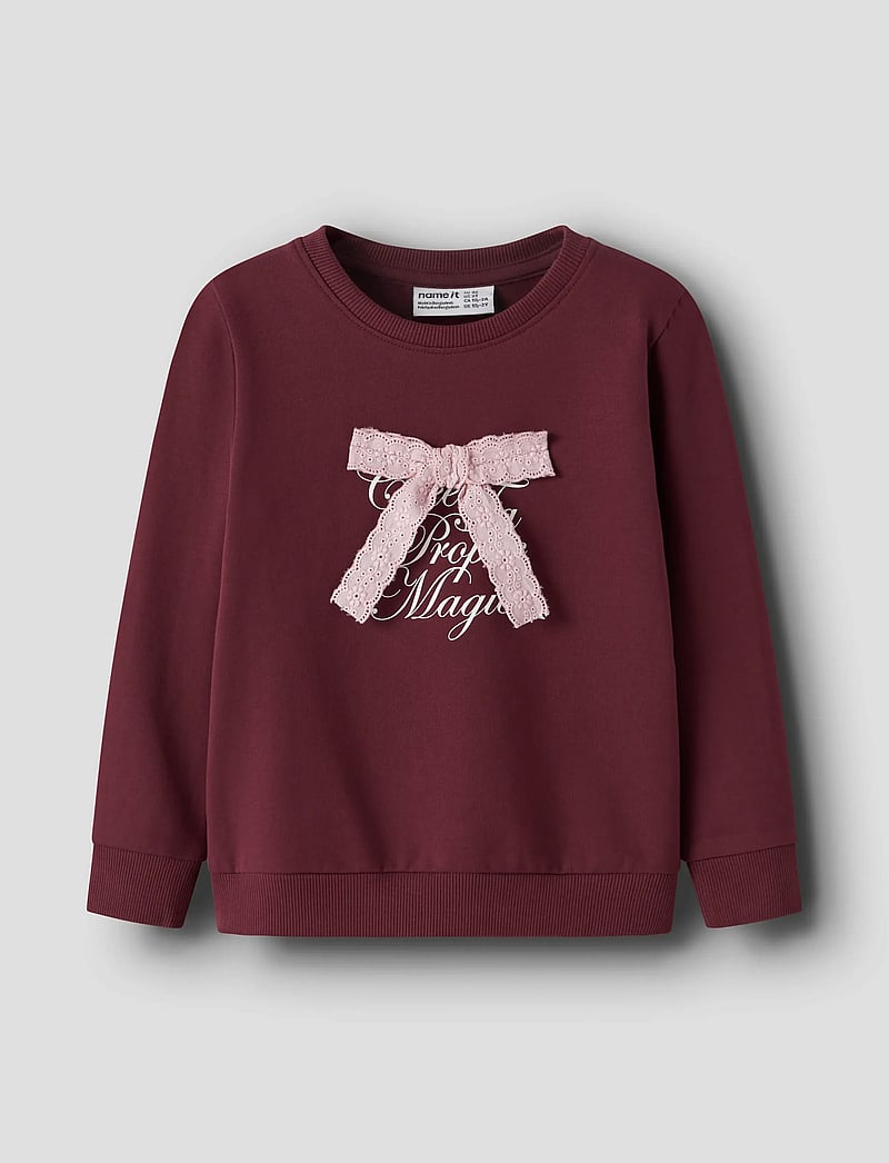 name it - NMFSETINA LS SWEAT BRU - sweatshirts - burgundy - 0
