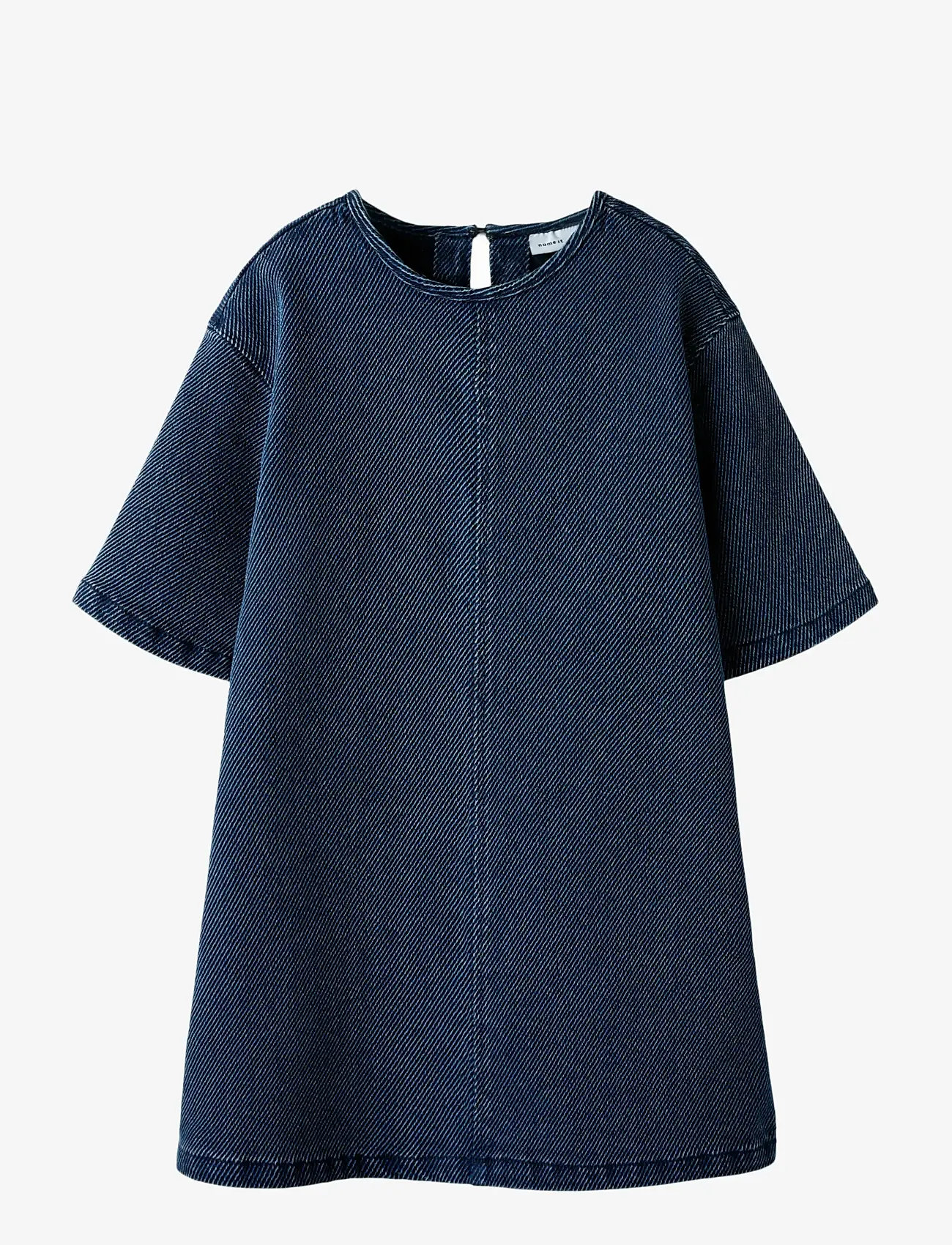 name it - NKFSOF DNM DRESS 4041-VR L - kurzärmelige freizeitkleider - dark blue denim - 0