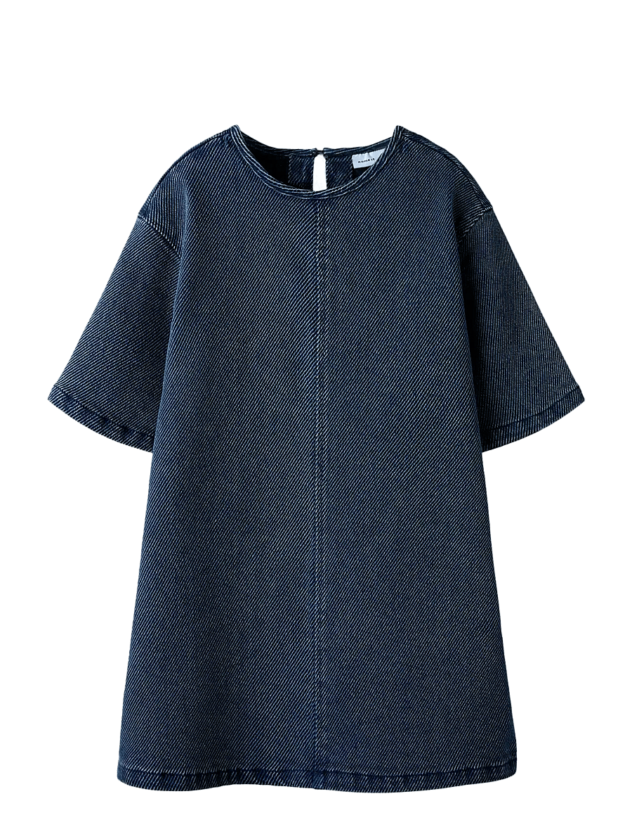 name it - NKFSOF DNM DRESS 4041-VR L - kortärmade vardagsklänningar - dark blue denim - 1