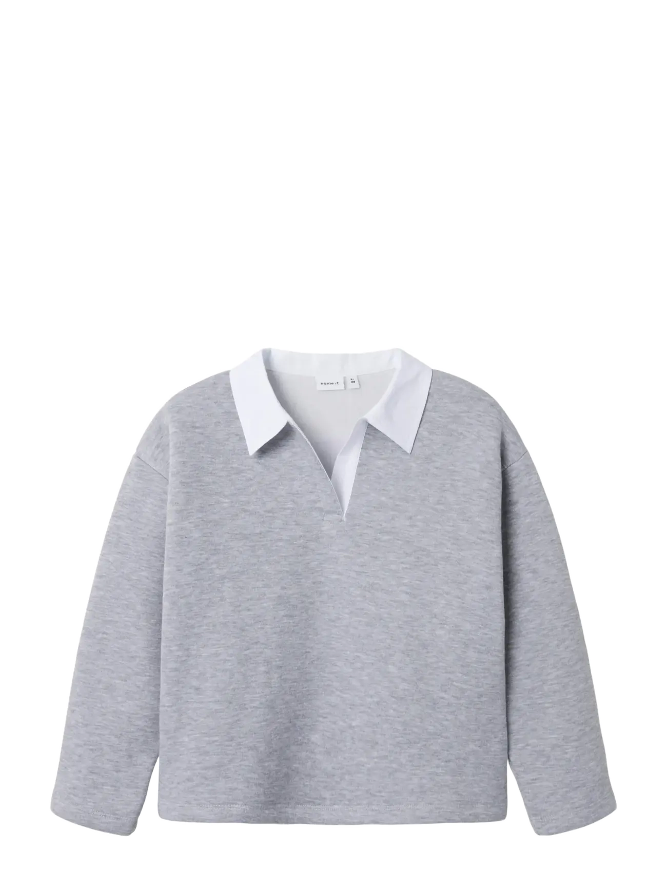 name it NKFBETSY LS RLX POLO SWE BRU - Overdele - GREY MELANGE / grey
