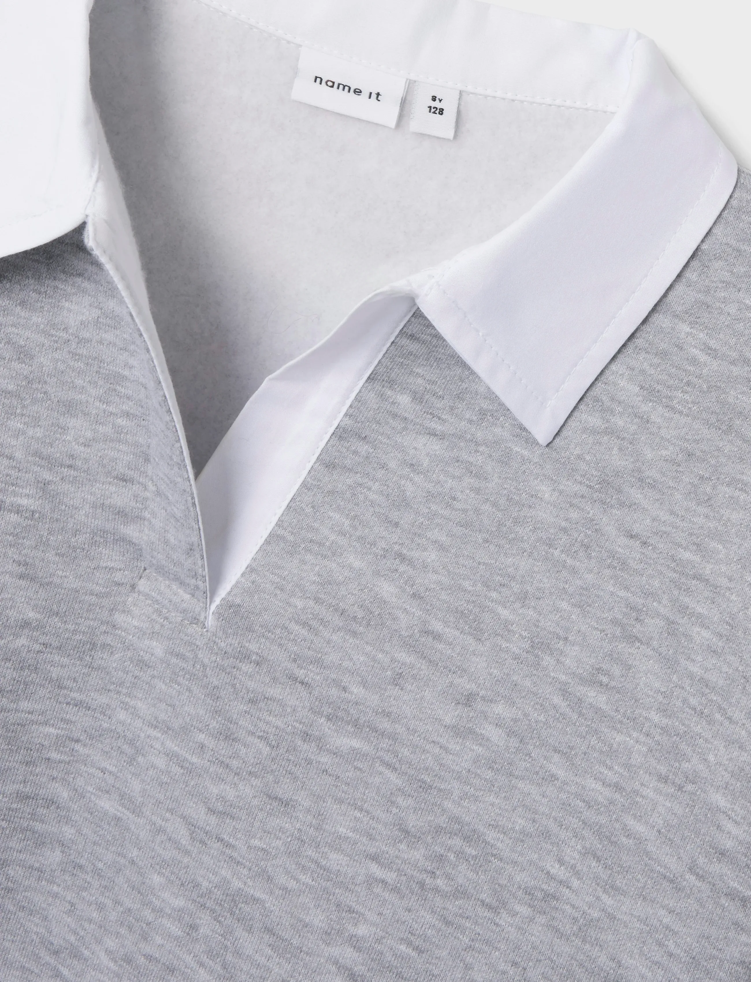name it - NKFBETSY LS RLX POLO SWE BRU - sweatshirts - grey melange - 3