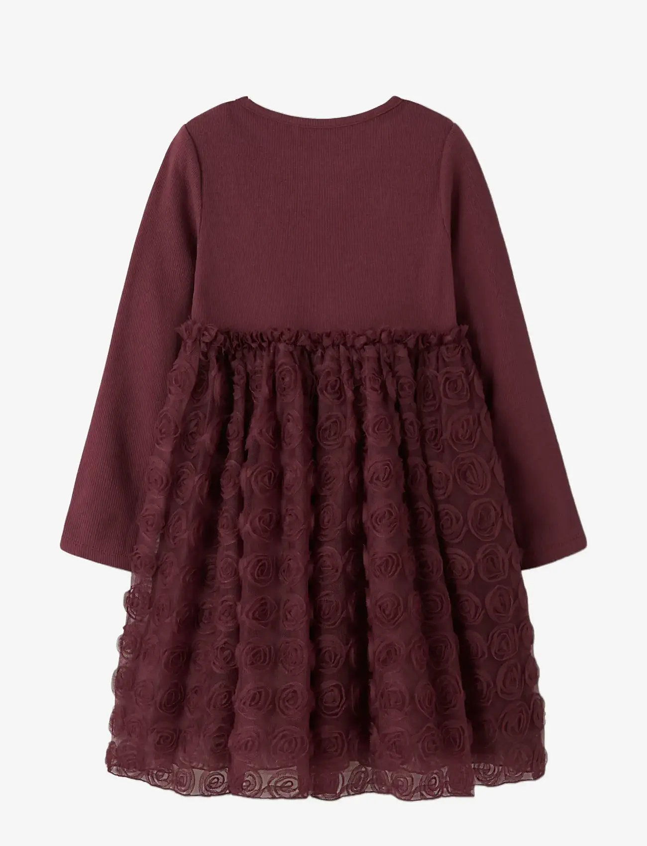 name it - NMFSYKIA TULLE LS DRESS - partykleider - burgundy - 1