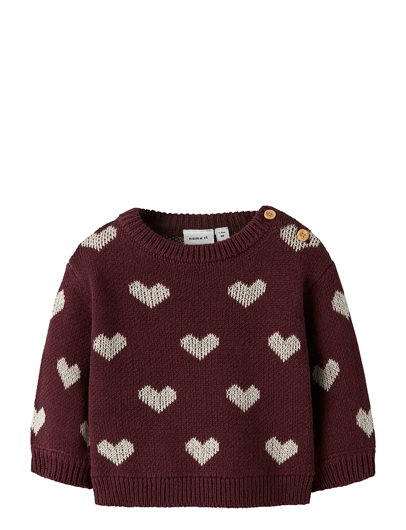 name it - NBFOANA LS KNIT - trøjer - burgundy - 0