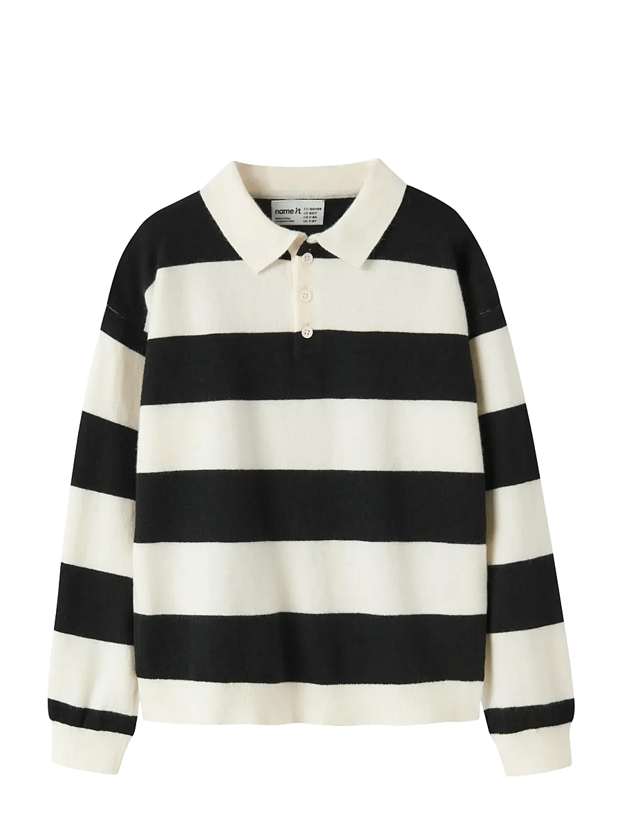 name it - NKMOBERT LS LOOSE KNIT POLO - pikkade varrukatega polod - black - 1