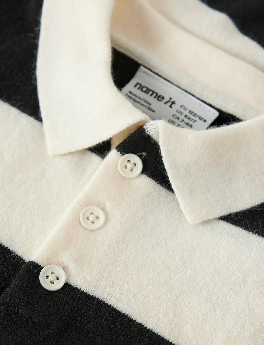name it - NKMOBERT LS LOOSE KNIT POLO - pikkade varrukatega polod - black - 4