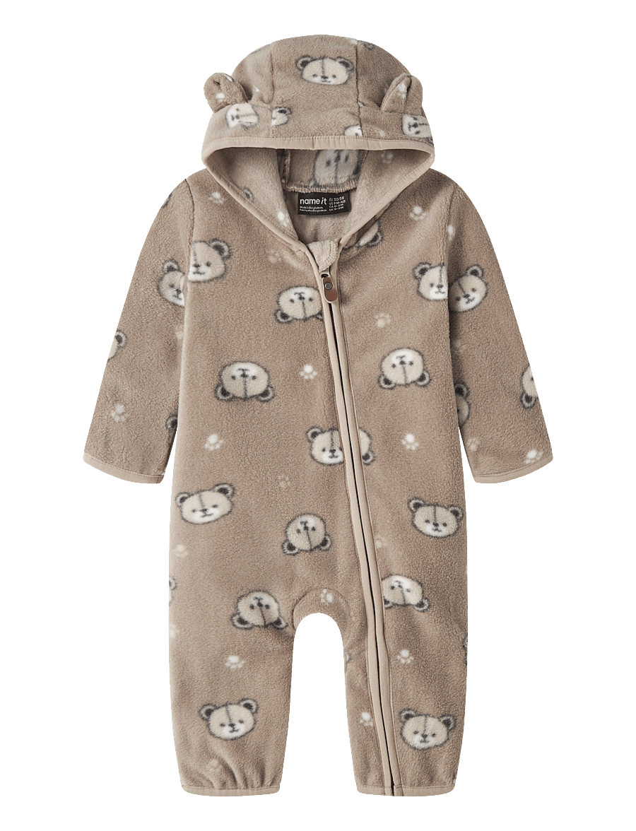 name it - NBNMEEKO FLEECE SUIT AOP - fliiskombinesoonid - silver mink - 0