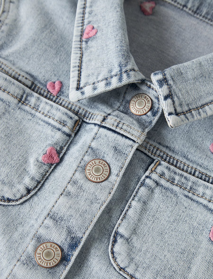name it - NMFELISA DNM EMB JACKET 2633-FR T - spijkerjassen - light blue bleached denim - 3