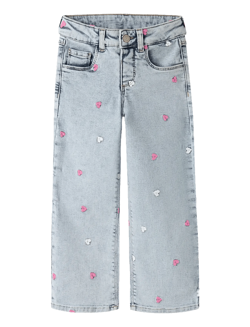 name it - NMFROSE WIDE EMB JEANS 2633-FR NOOS - hosen mit weitem bein - light blue bleached denim - 1