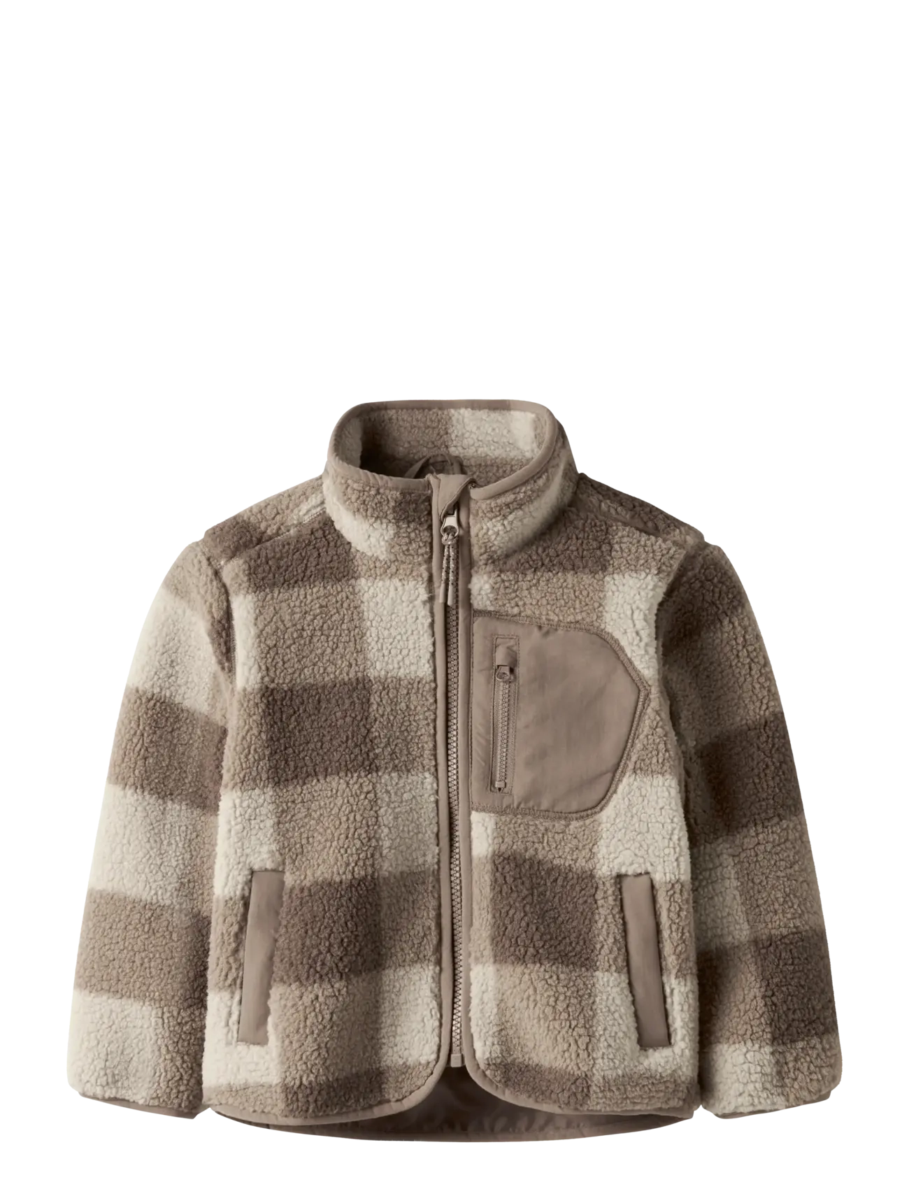 NAME IT Nmmmonico Sherpa Jacke Check Braun - 110 - Kinder
