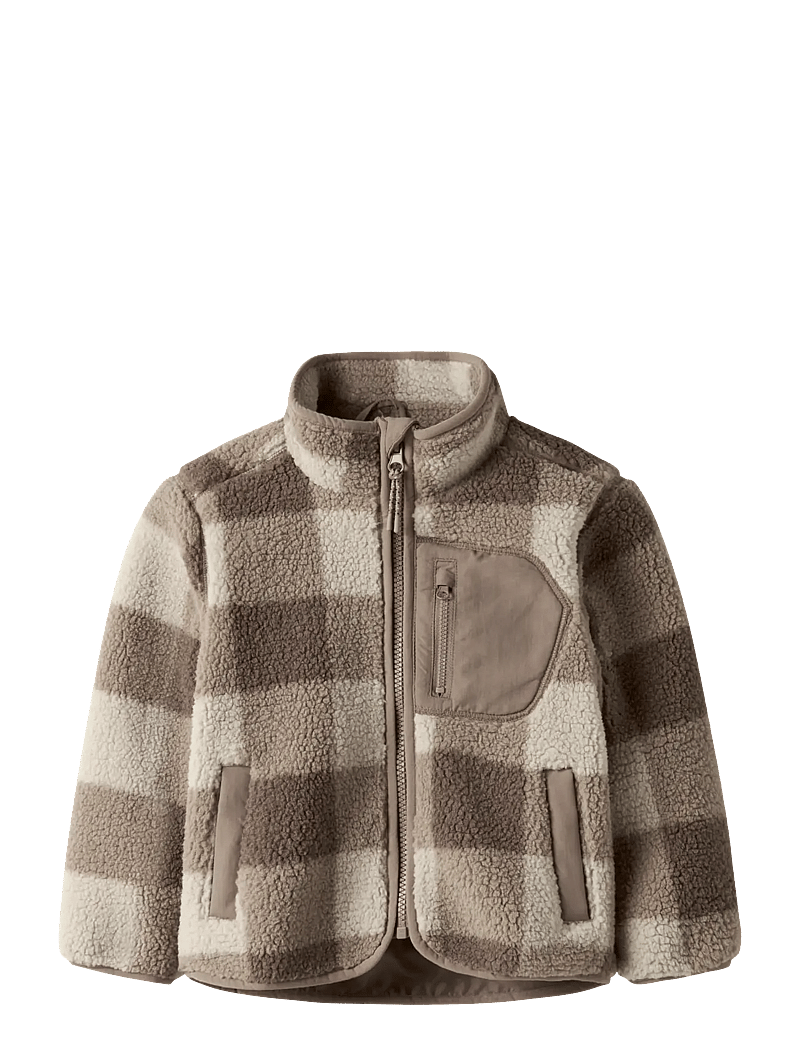 name it - NMMMONICO SHERPA JACKET CHECK - fleecejakker - fossil - 1