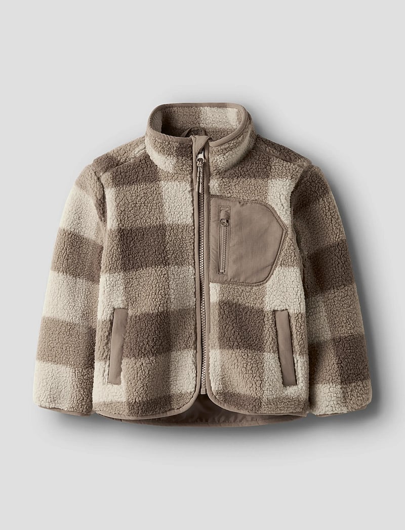 name it - NMMMONICO SHERPA JACKET CHECK - fleecejakker - fossil - 0