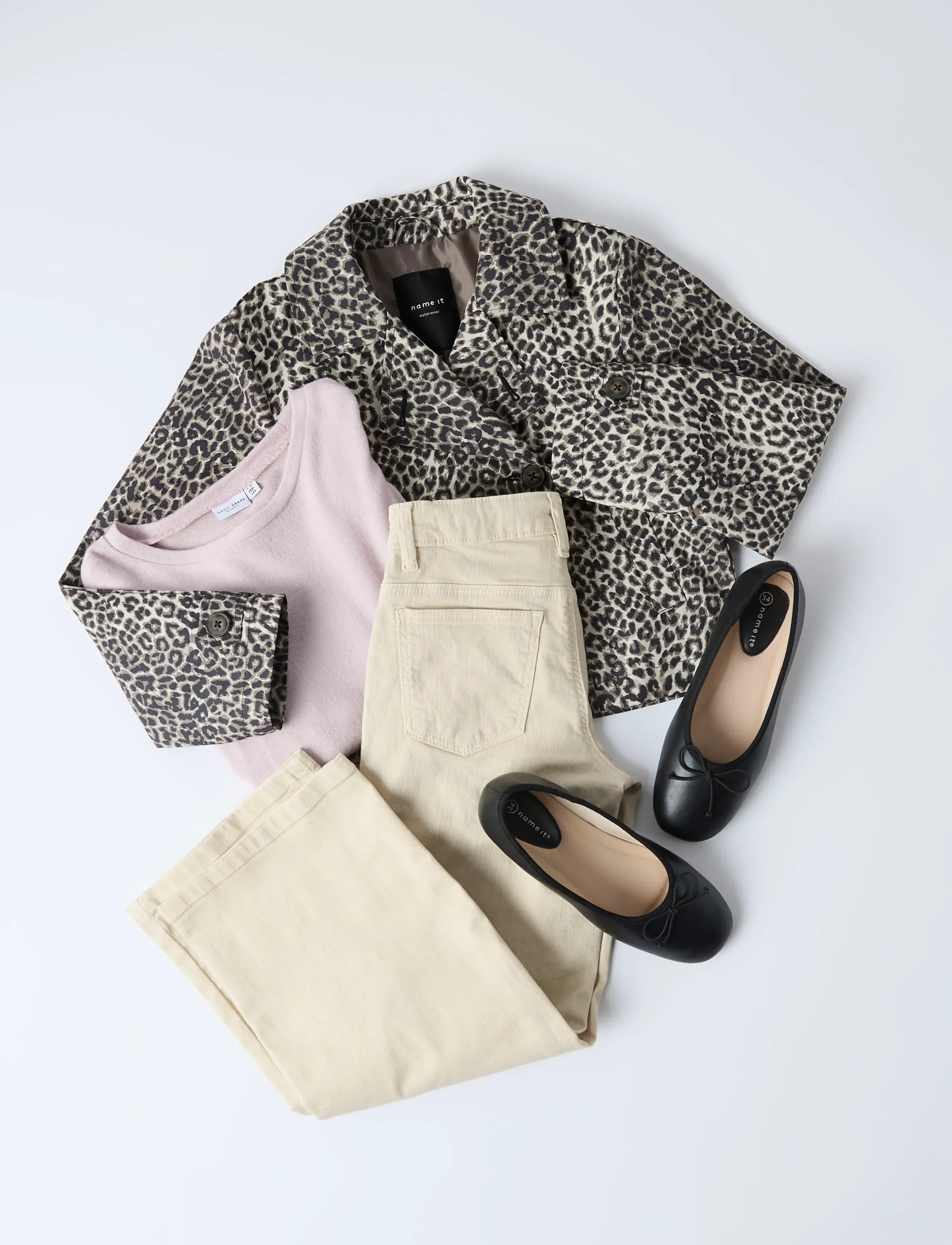 name it - NKFMADELIN TRENCH COAT SHORT AOP - frakker - birch - 3