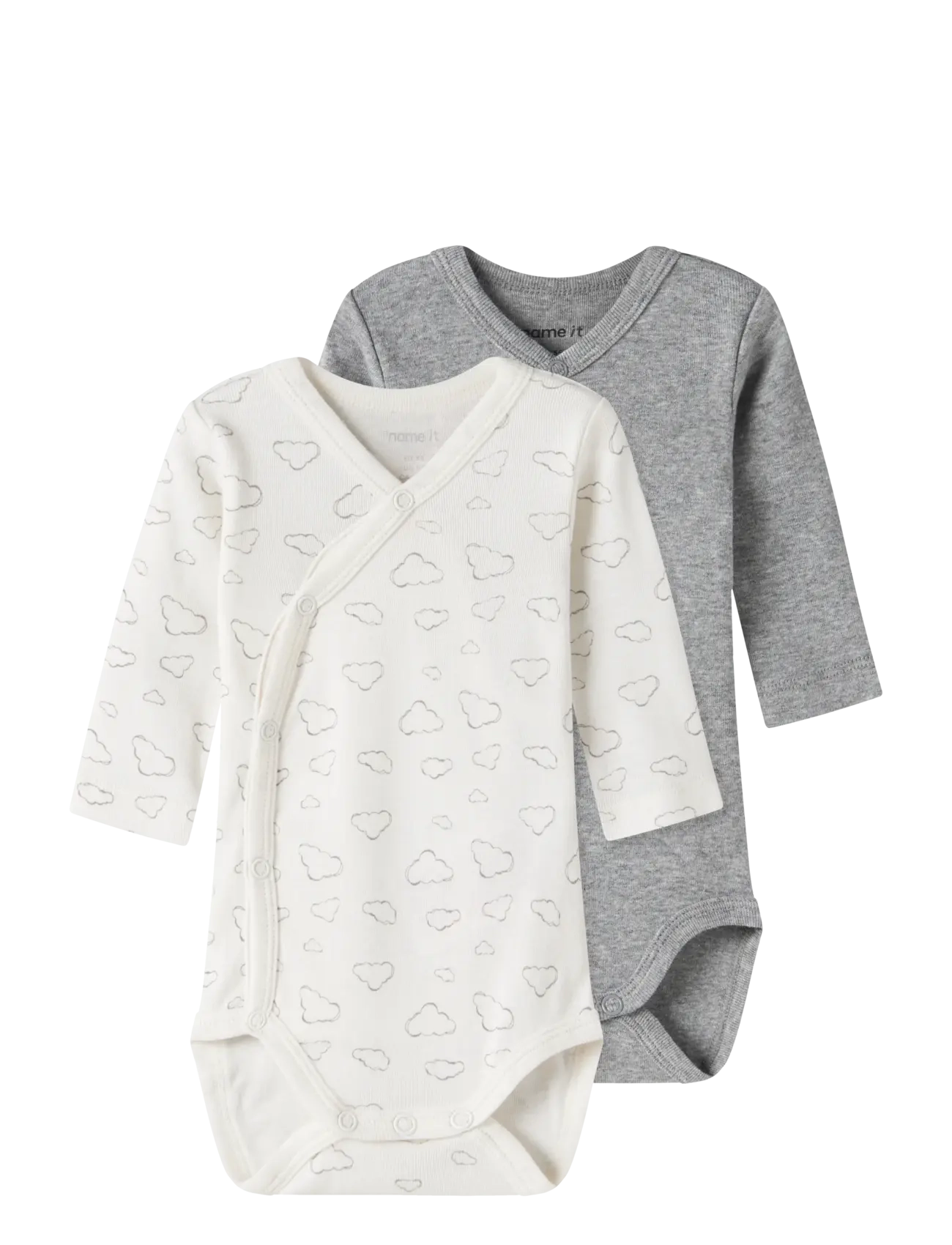 name it NBNBODY 2P LS WRAP CLOUD NOOS - Bodyer i multipack - JET STREAM / cream