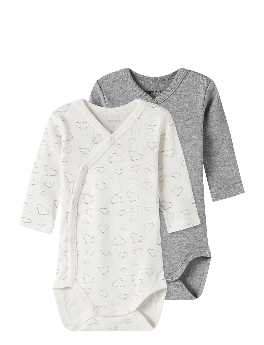name it - NBNBODY 2P LS WRAP CLOUD NOOS - rompers in multipack - jet stream - 1