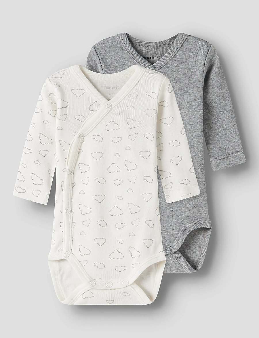 name it - NBNBODY 2P LS WRAP CLOUD NOOS - rompers in multipack - jet stream - 0