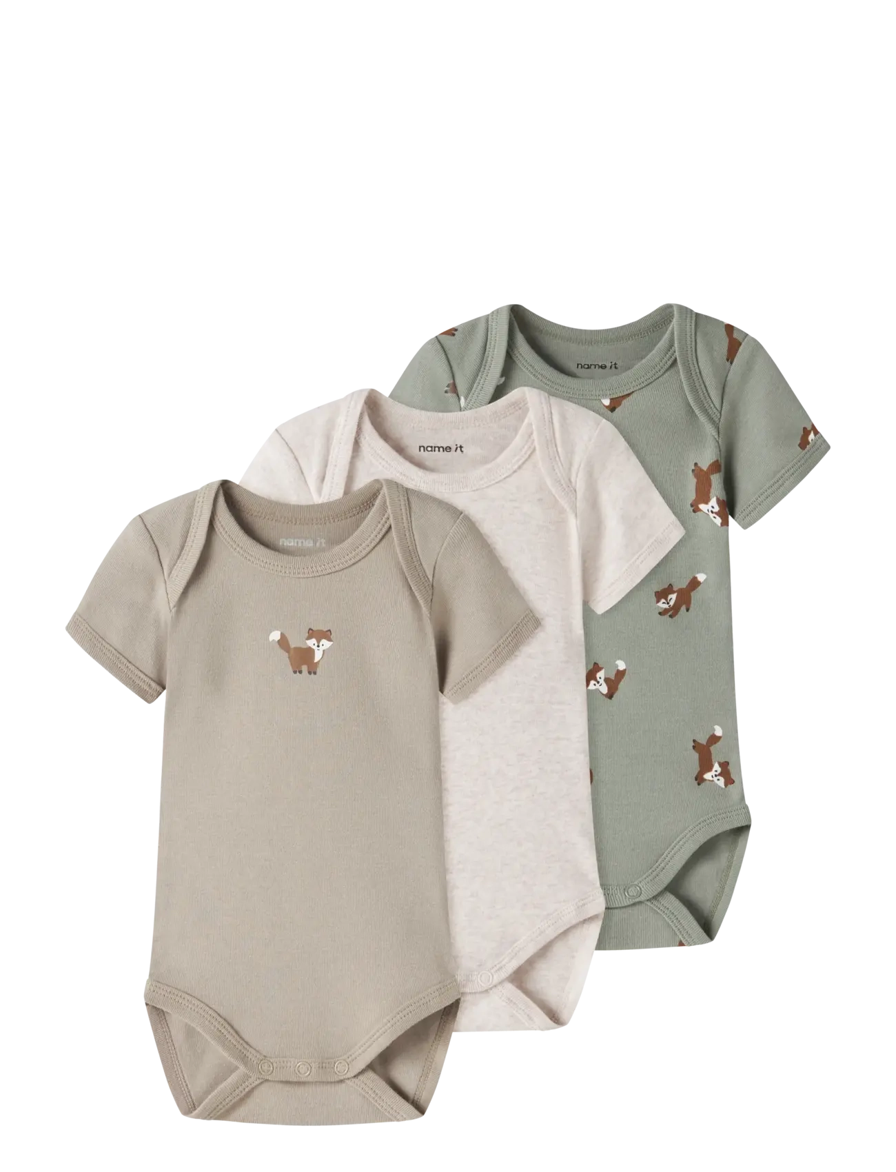 name it NBMBODY 3P SS FOX NOOS - Bodyer i multipack - SHADOW / beige