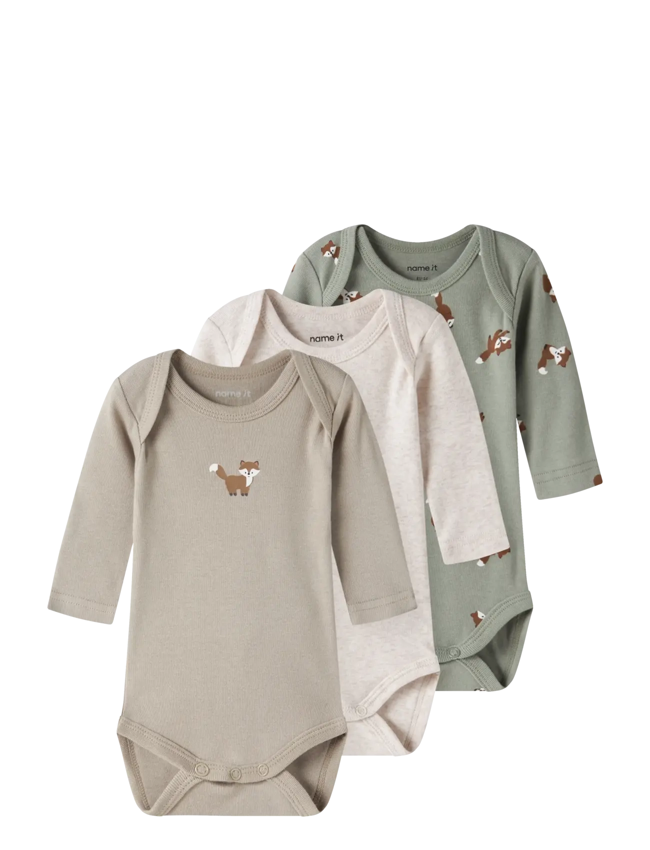 name it NBMBODY 3P LS FOX NOOS - Bodyer i multipack - SHADOW / khaki/green