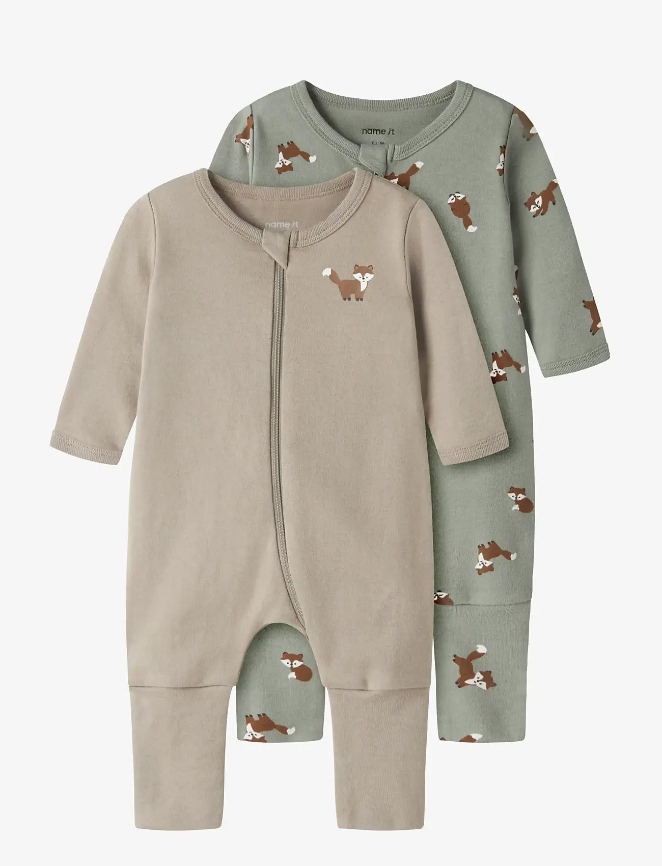 name it - NBMNIGHTSUIT 2P ZIP FF FOX NOOS - natdragter - shadow - 1