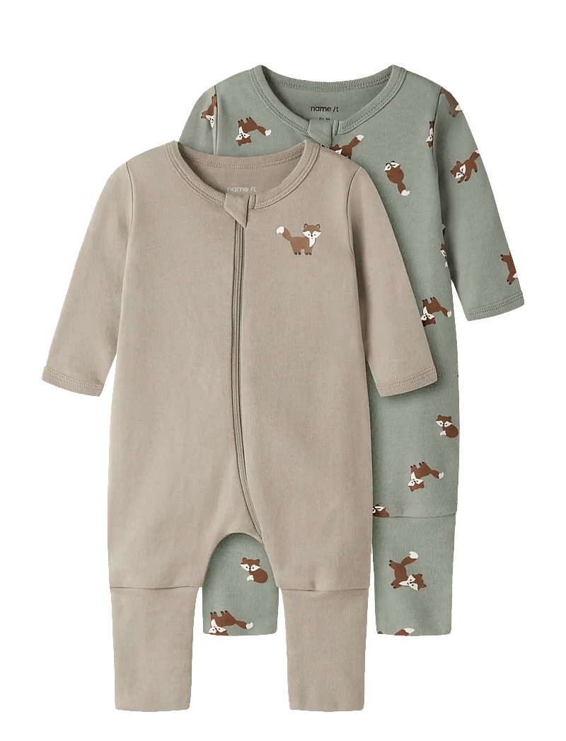name it - NBMNIGHTSUIT 2P ZIP FF FOX NOOS - natdragter - shadow - 1
