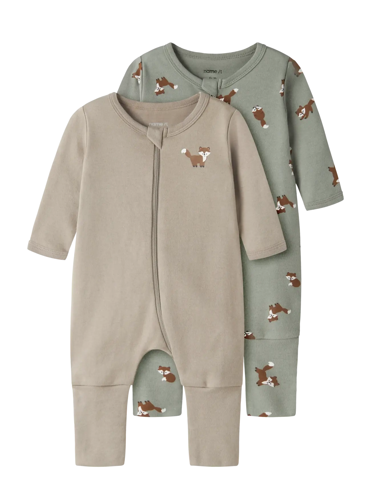 name it - NBMNIGHTSUIT 2P ZIP FF FOX NOOS - pajacyki do spania - shadow - 1