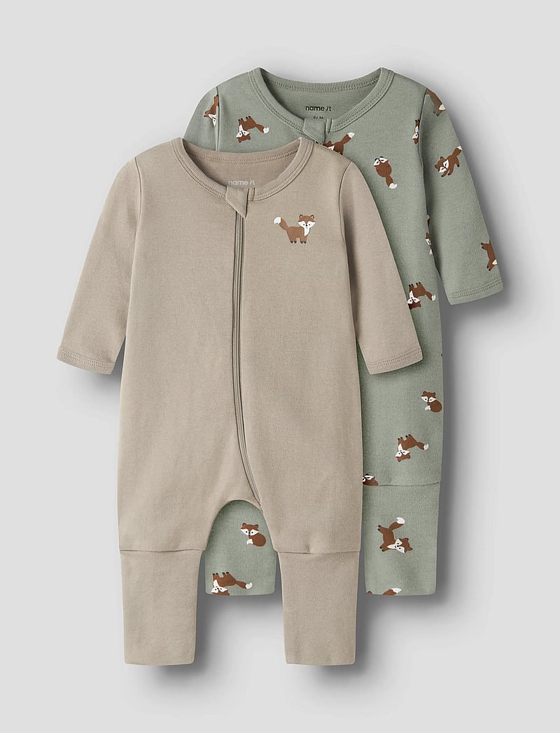 name it - NBMNIGHTSUIT 2P ZIP FF FOX NOOS - natdragter - shadow - 0