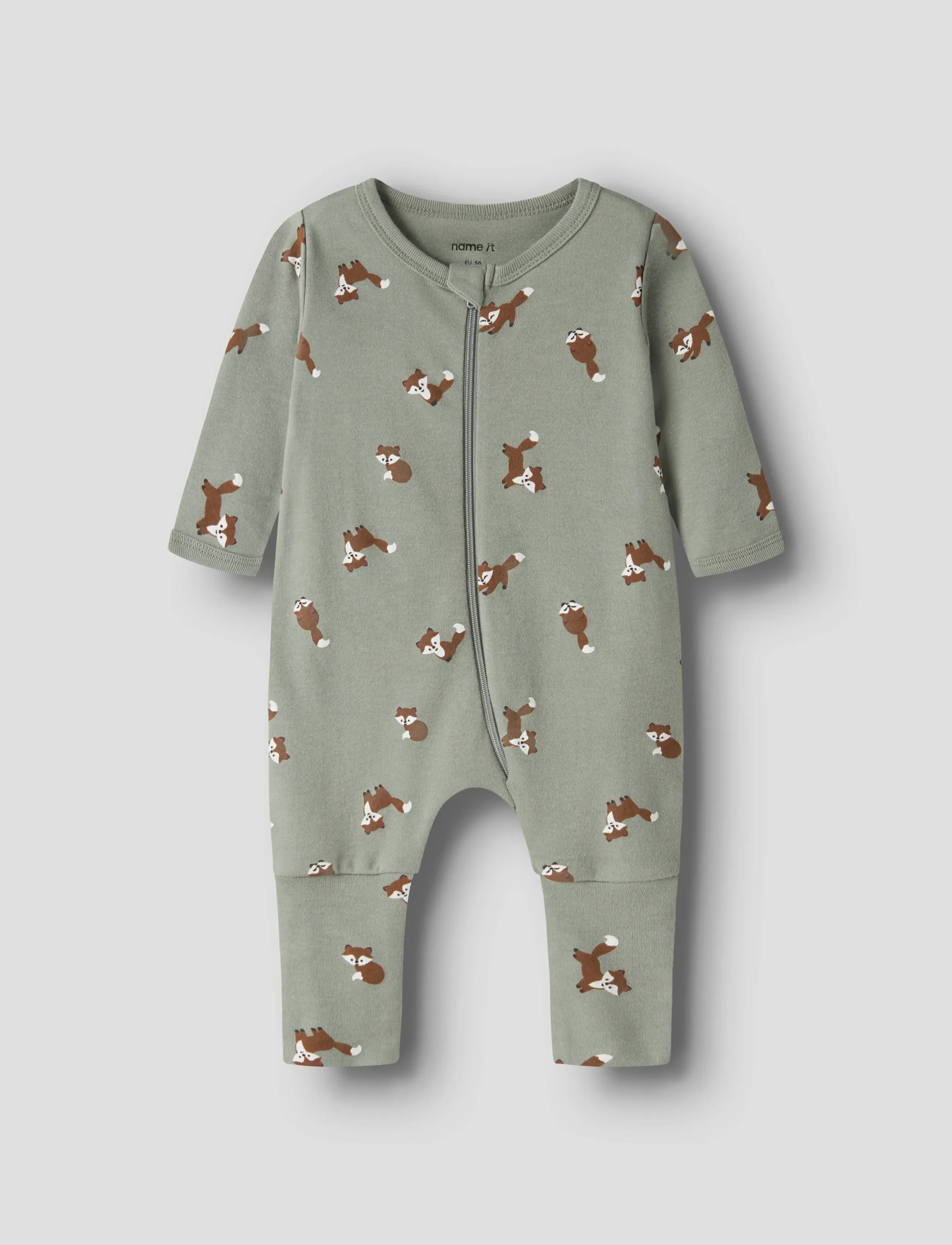 name it - NBMNIGHTSUIT 2P ZIP FF FOX NOOS - pajacyki do spania - shadow - 3