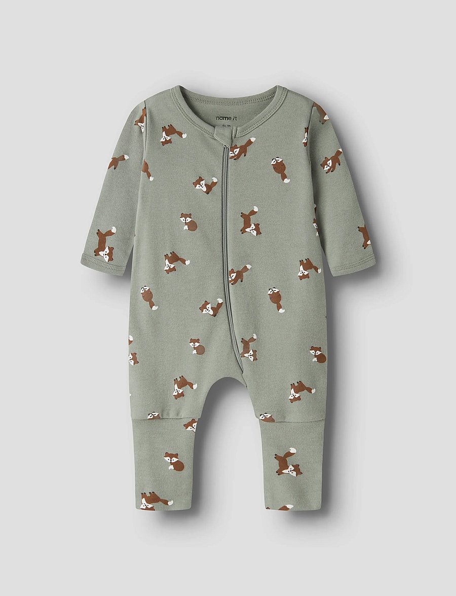 name it - NBMNIGHTSUIT 2P ZIP FF FOX NOOS - pajacyki do spania - shadow - 3
