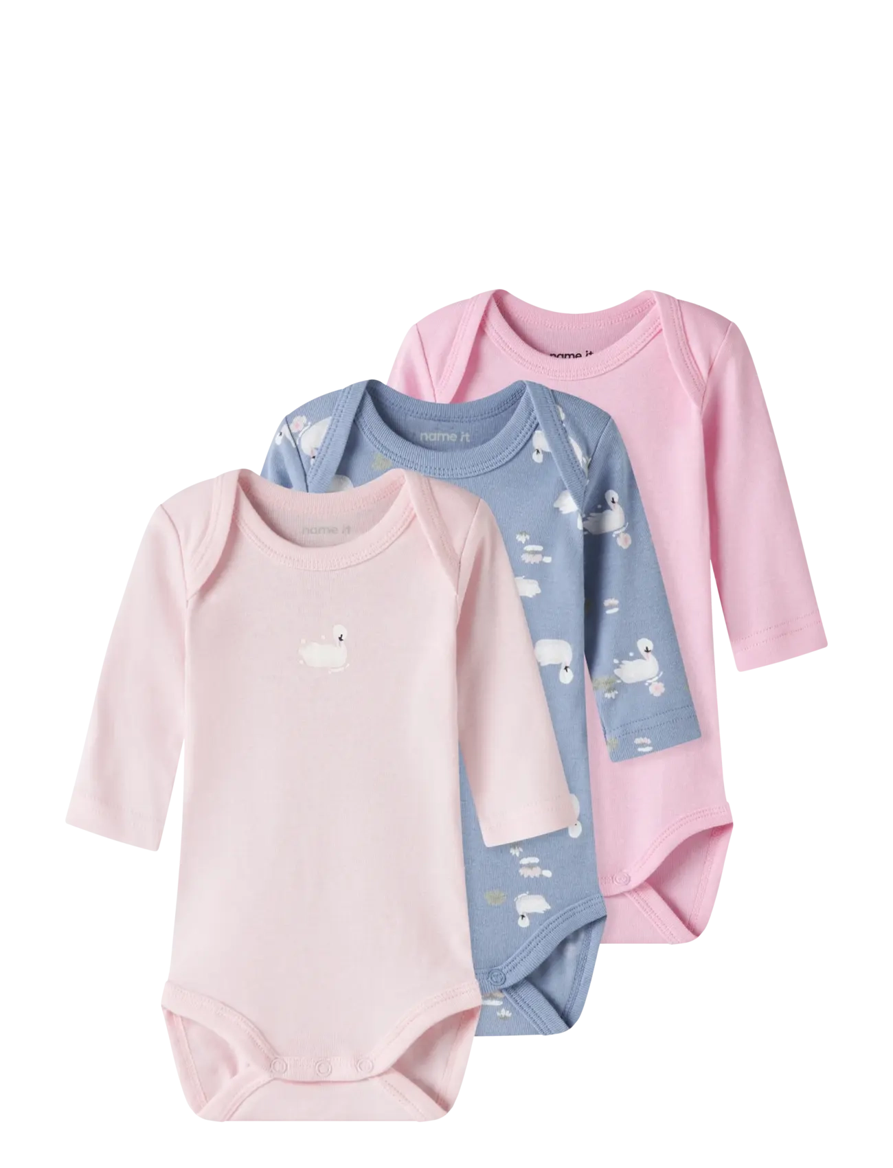 name it NBFBODY 3P LS SWAN NOOS - Bodyer i multipack - ENDLESS SKY / pink/rose