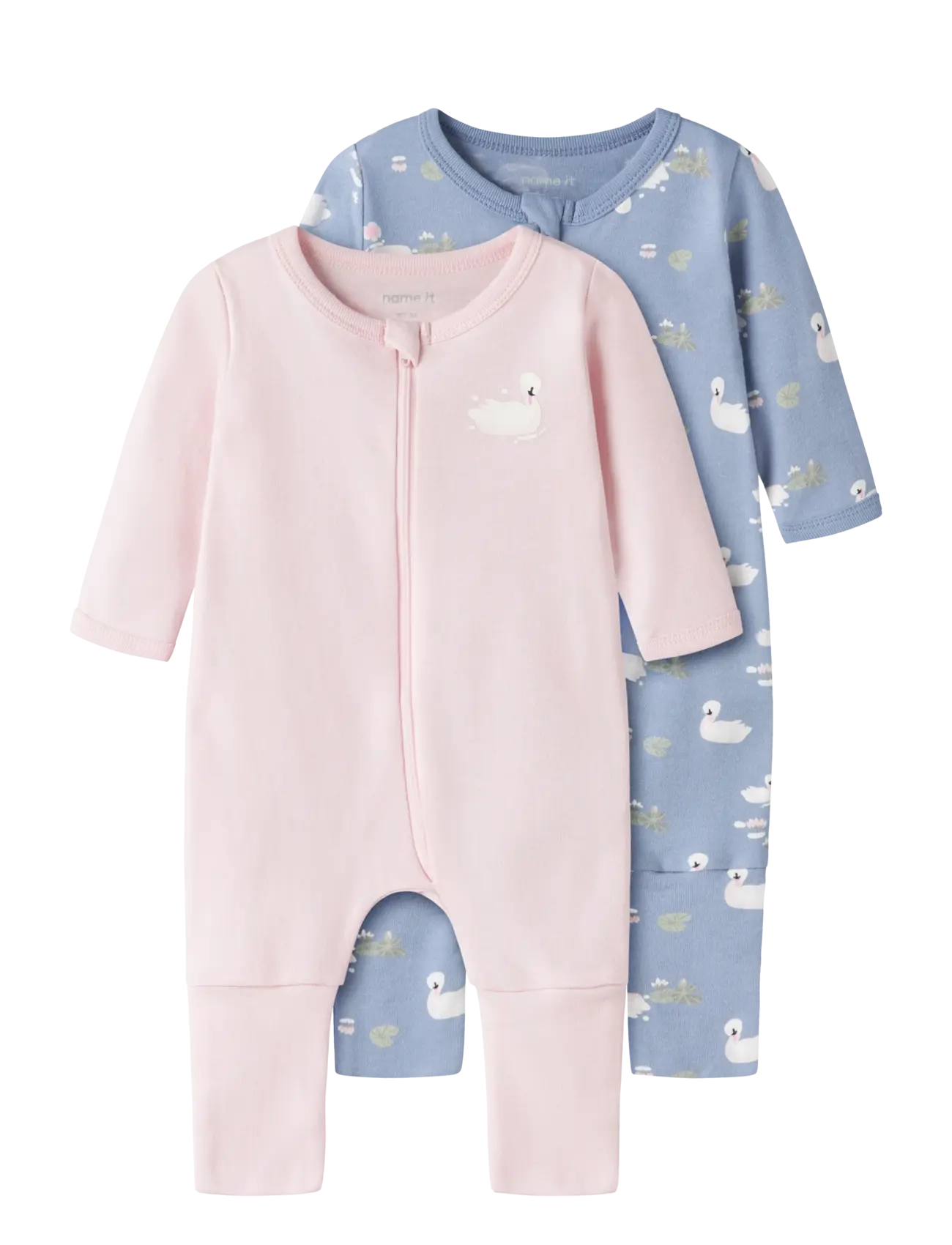 name it - NBFNIGHTSUIT 2P ZIP FF SWAN NOOS - schlafoveralls - endless sky - 1