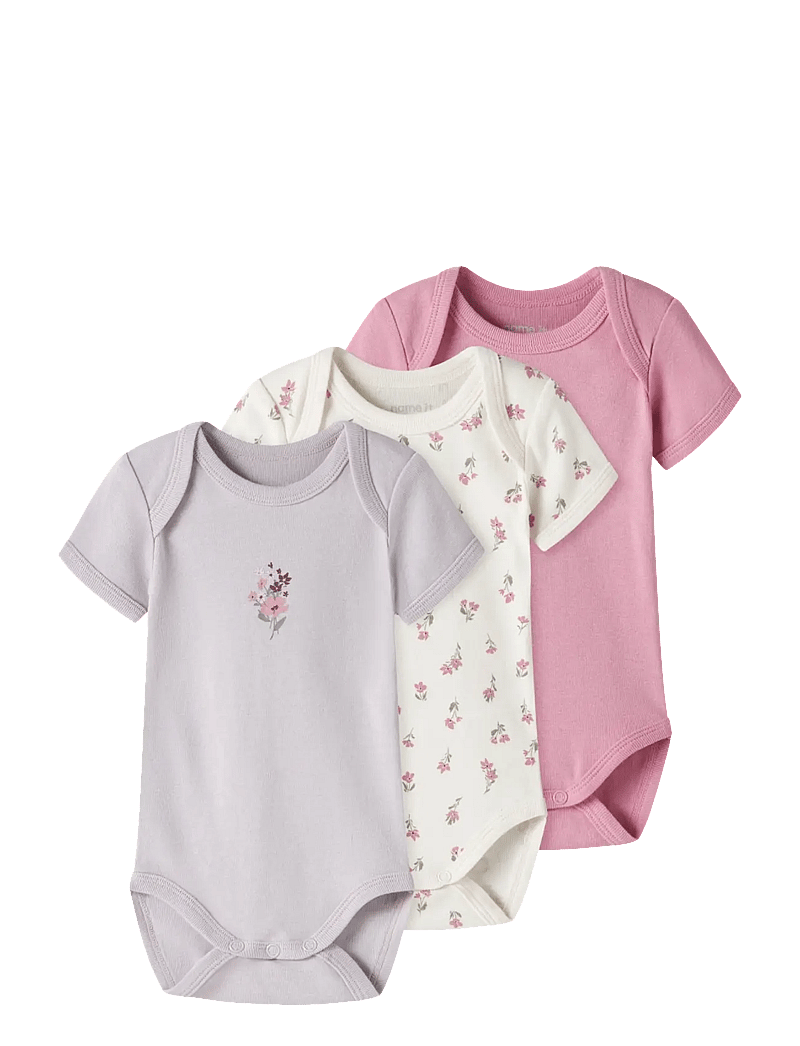 name it - NBFBODY 3P SS FLOWER NOOS - multipack bodys - jet stream - 1
