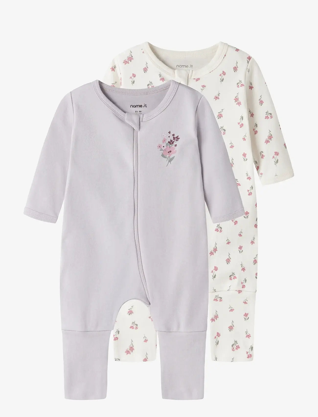 name it - NBFNIGHTSUIT 2P ZIP FF FLOWER NOOS - schlafoveralls - jet stream - 1