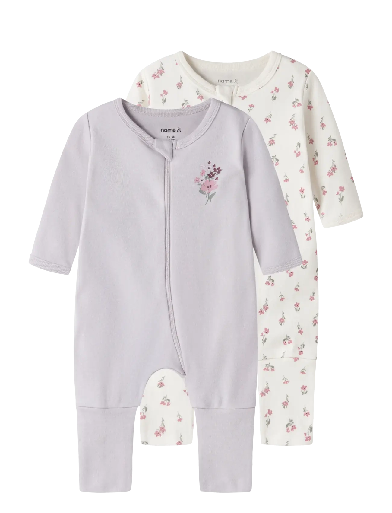 name it NBFNIGHTSUIT 2P ZIP FF FLOWER NOOS - Kleidung - JET STREAM / pink/rose