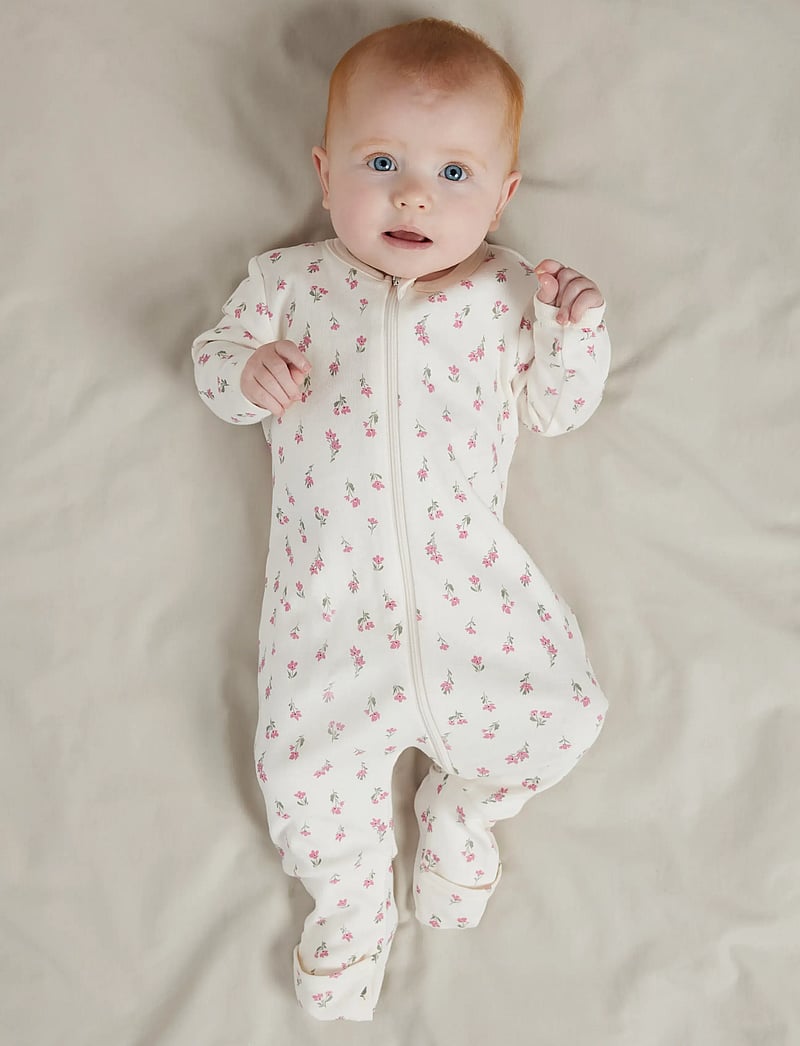 name it - NBFNIGHTSUIT 2P ZIP FF FLOWER NOOS - schlafoveralls - jet stream - 5